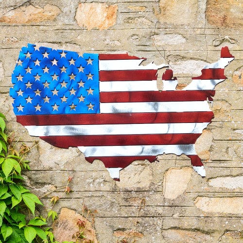 Rusty Rooster Fabrication & Design USA Map Flag (E34)