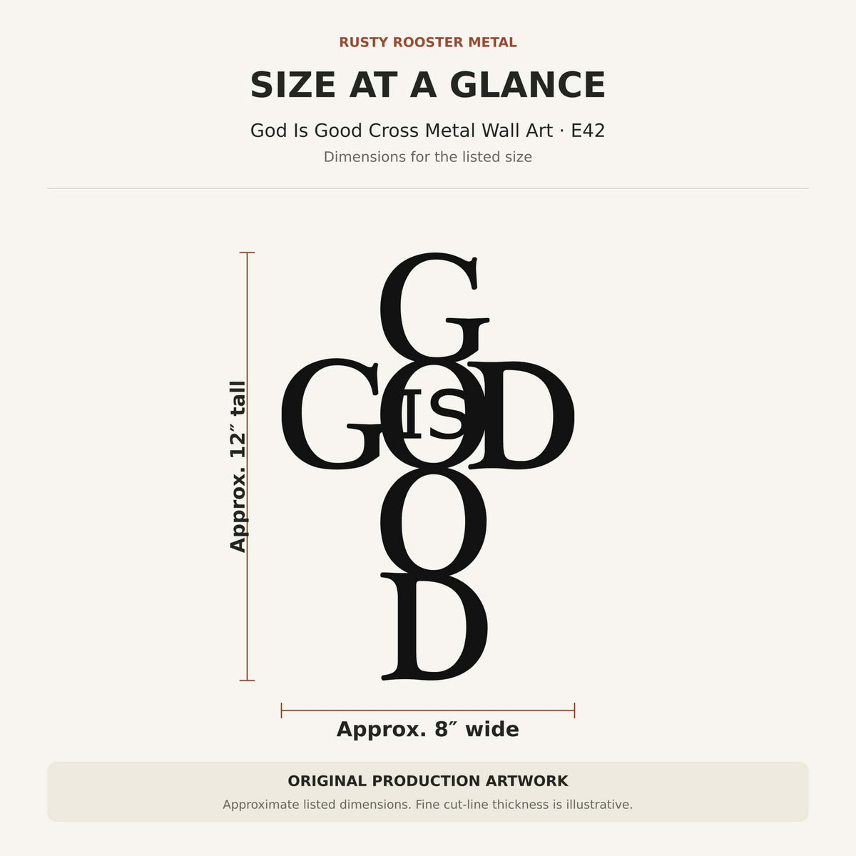 Rusty Rooster Fabrication & Design Wall Decor God Is Good Cross Metal Wall Art (E42)