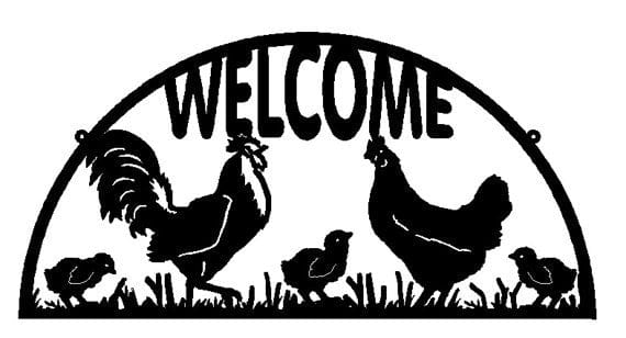 Rusty Rooster Fabrication & Design Welcome Sign with Rooster, Hen and Chicks (X30)