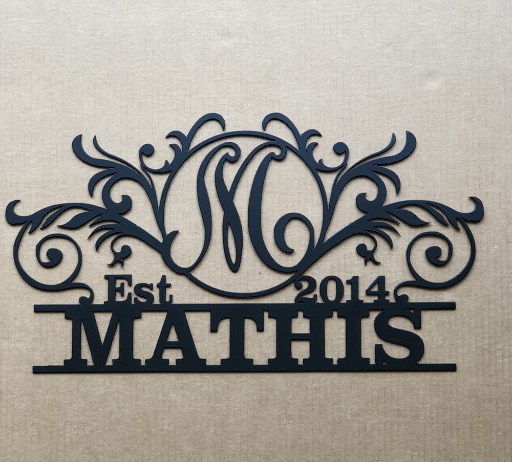 rustyroostermetal Physical product Elegant Monogram in a Circle with Established Date (D41)