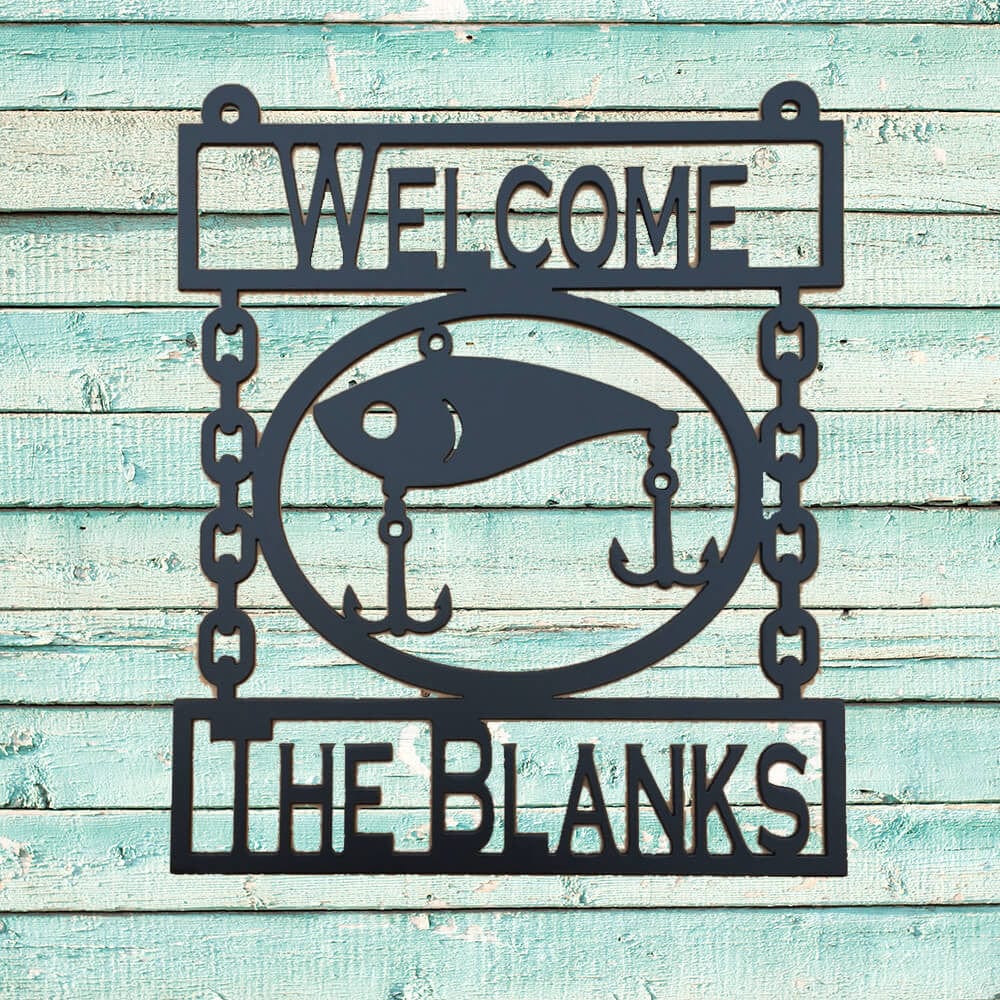bass lure art Metal Wall Art Fishing Lure with Custom Text (T20)