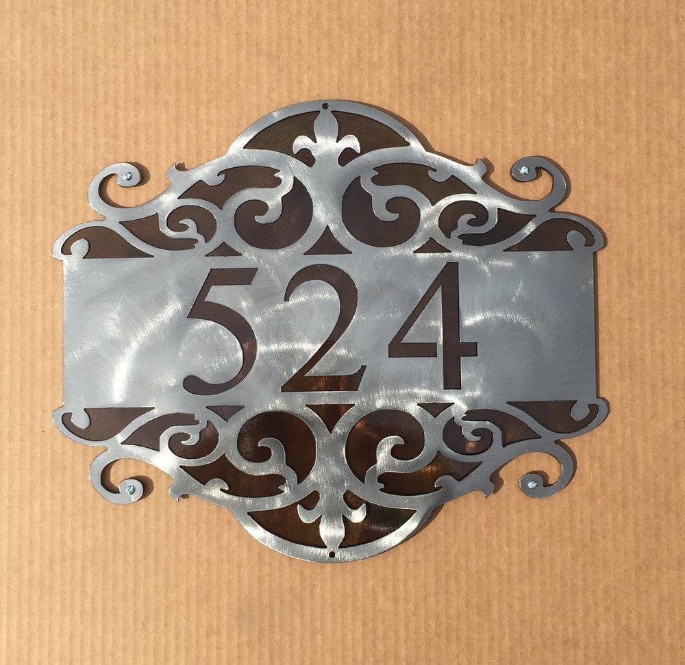 rustyroostermetal Physical product Personalized Sign with Scroll Design and Backing Plate (j29)