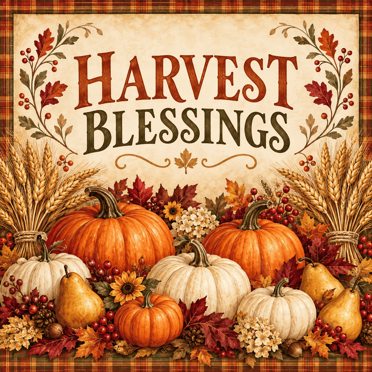 Harvest Blessings square steel sign