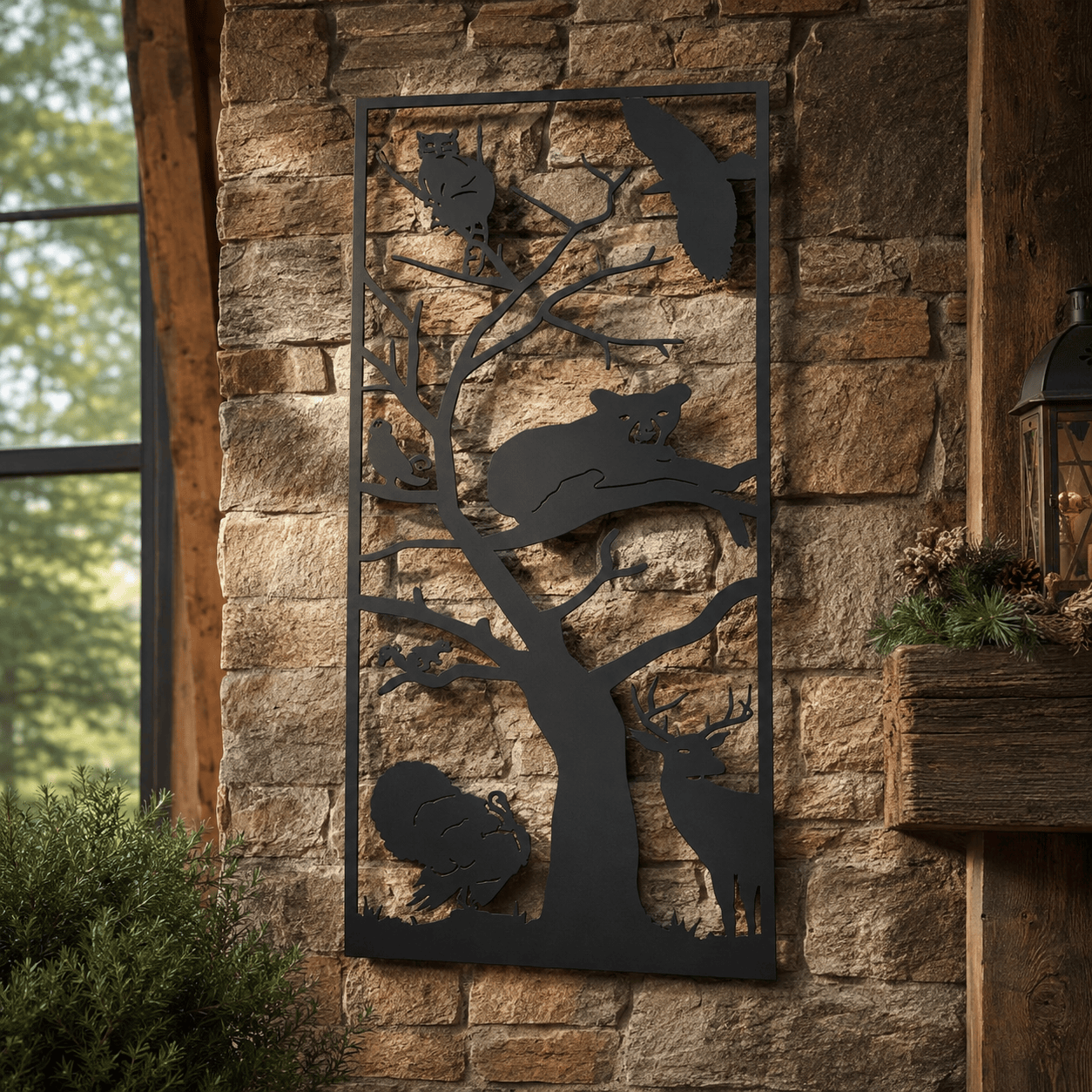 Tree Full of Animals Metal Wall Art – Woodland Wildlife Decor
