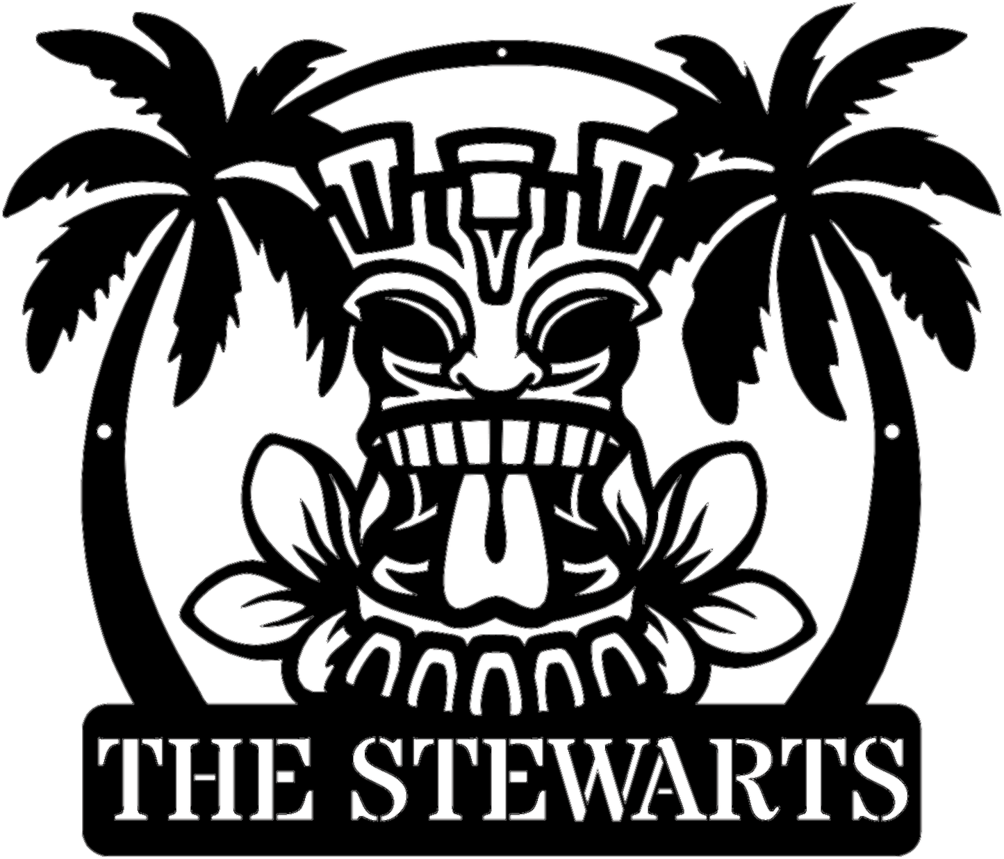 Island Tiki Retreat – Personalized Tropical Metal Wall Sign (b95)