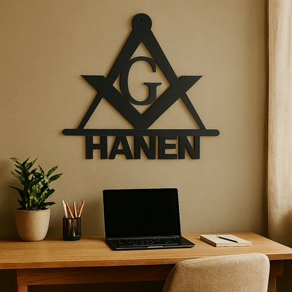 Brotherhood Forged – Custom Masonic Metal Sign with Name (I28)