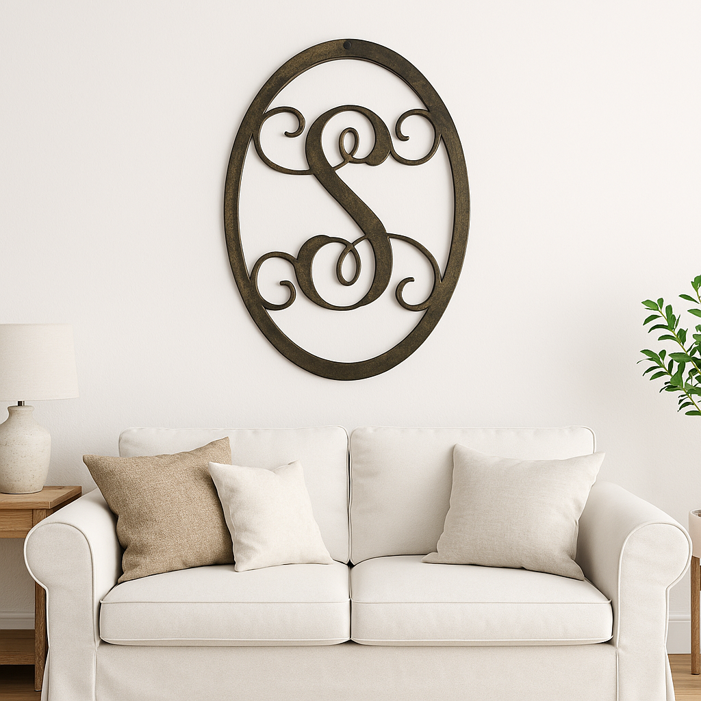 Initial Metal Monogram Wall Art Sign (M21)