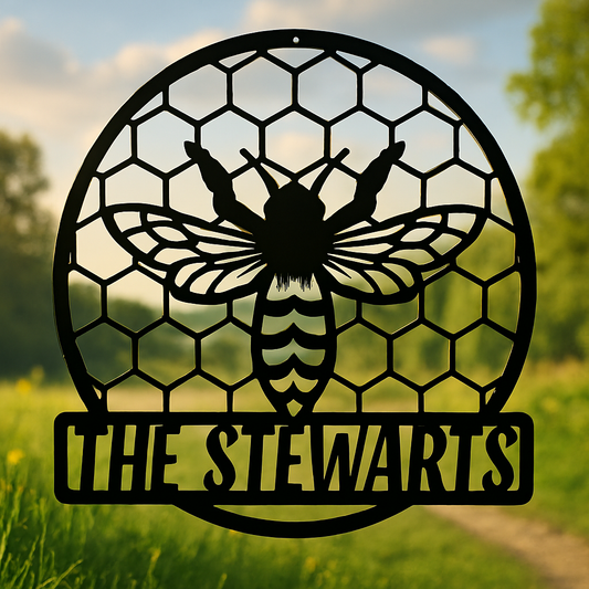 Personalized Bee Sign with Honeycomb - Sweeten Your Space (C74)