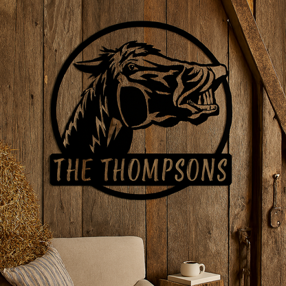 Personalized Laughing Horse Metal Sign - Custom Horse Decor (U24)