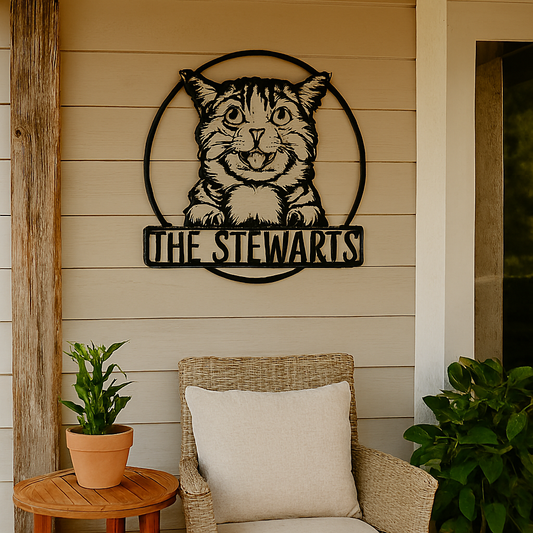 Cat Lover’s Personalized Metal Sign – Custom Text & Pet Design (C67)