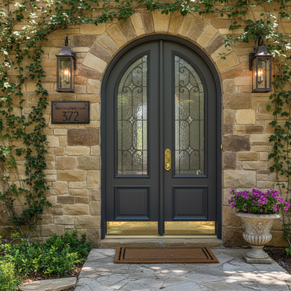 Address sign mounted by front door