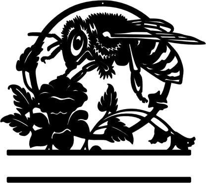 "Bloom & Buzz – Personalized Metal Entryway Sign" (B74)