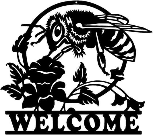 "Bloom & Buzz – Personalized Metal Entryway Sign" (B74)