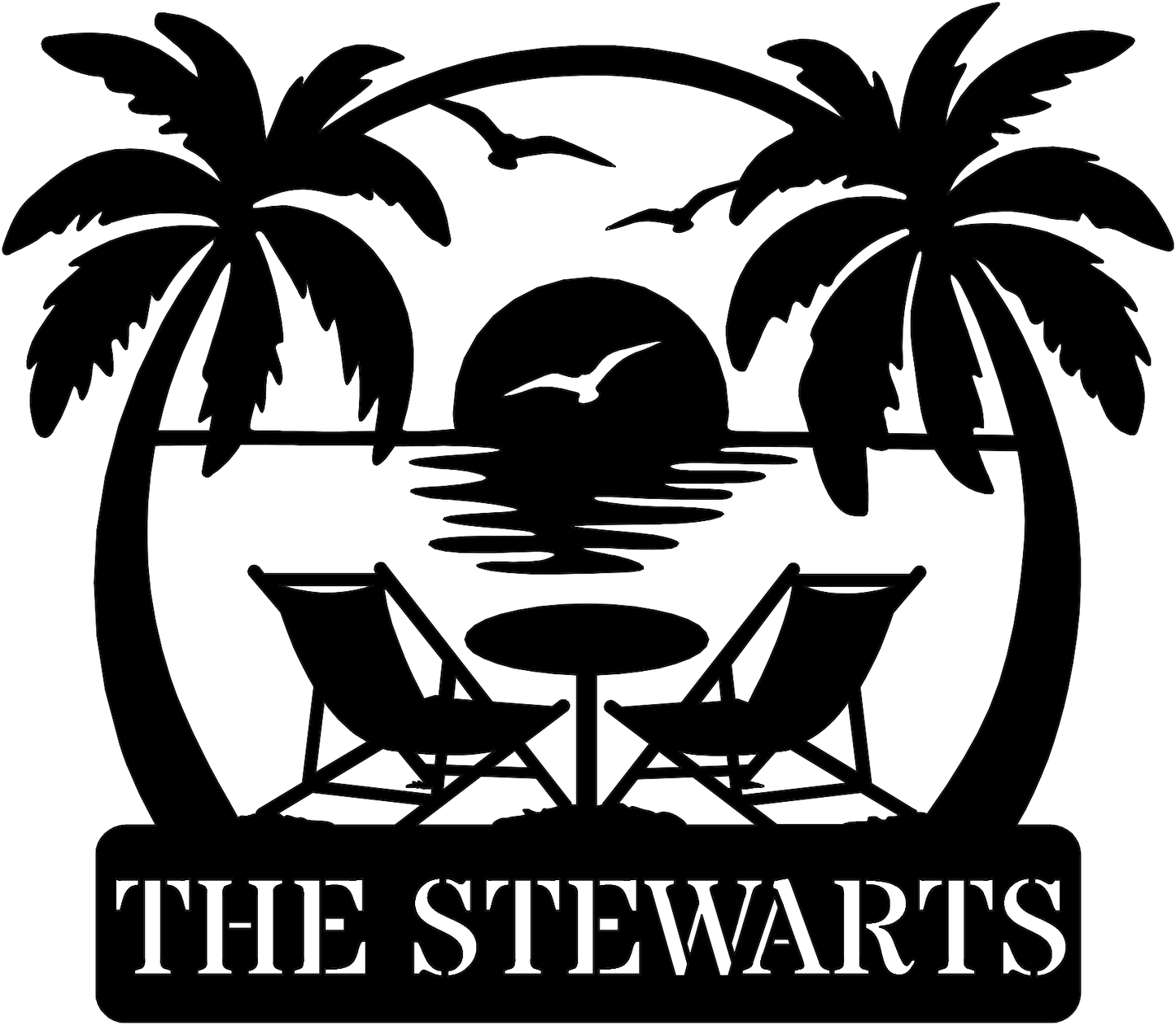 Sunset Shores Escape – Personalized Tropical Metal Sign (B94)