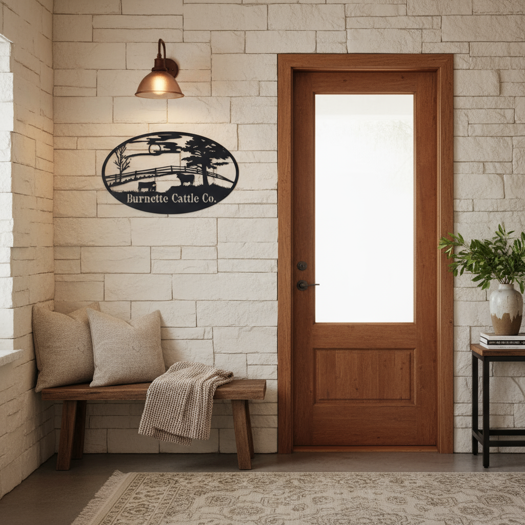 Burnette Cattle Co. sign by front door