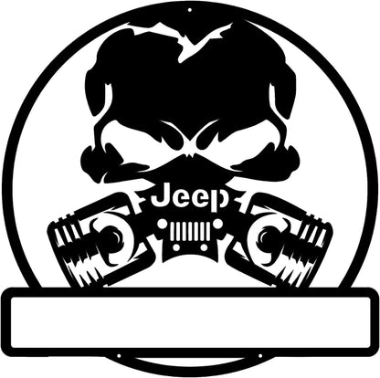 Jeep with Gas Mask Metal Wall Art - Industrial Adventure (C75)