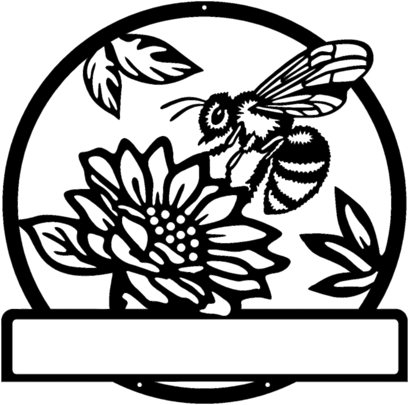 Personalized Bumble Bee with Flowers Sign - Garden Elegance (C77)