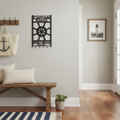 Captain's Wheel Sign in Entryway