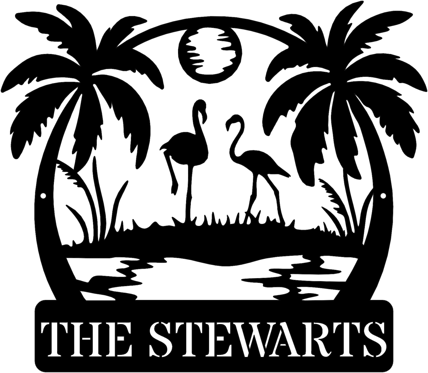 Flamingo Sunset Retreat – Personalized Metal Wall Art (B93)