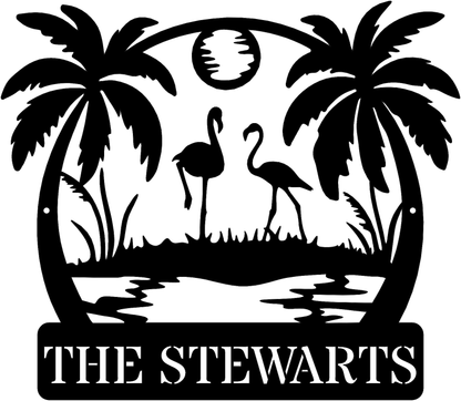 Flamingo Sunset Retreat – Personalized Metal Wall Art (B93)