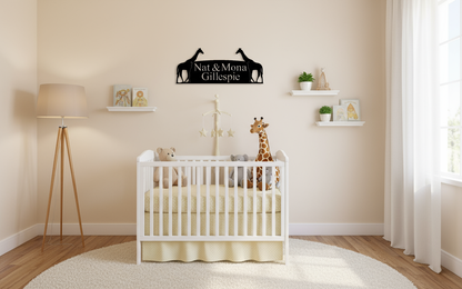 Giraffe Sign on Nursery Wall