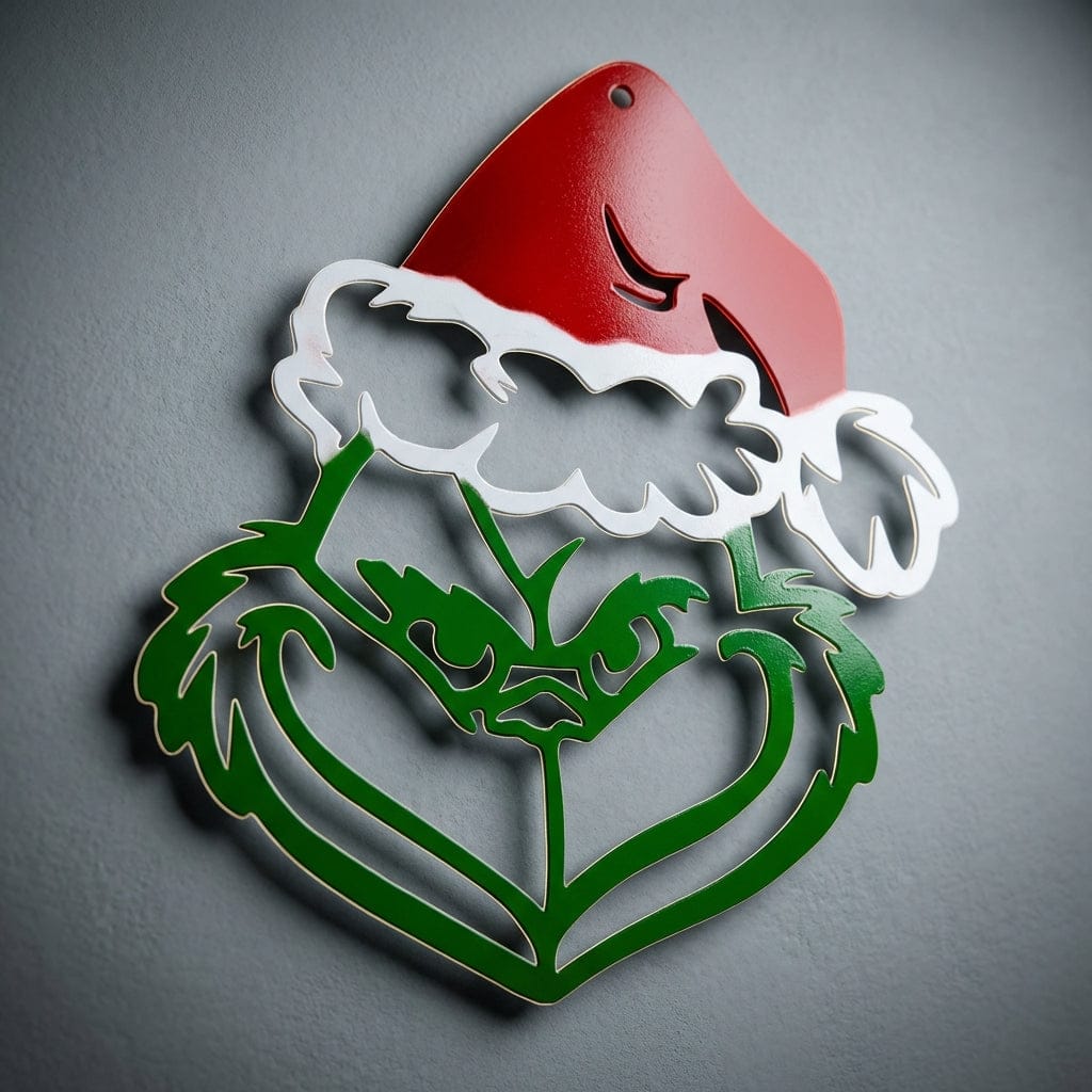 Green holiday character metal wall decor produced exactly as shown