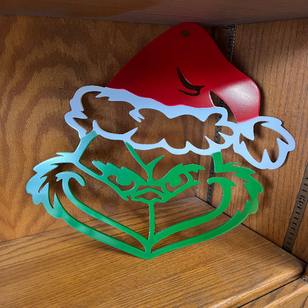 As-shown green Christmas character metal wall art