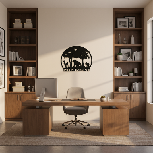 Little Family Wildlife Metal Art on Office Wall