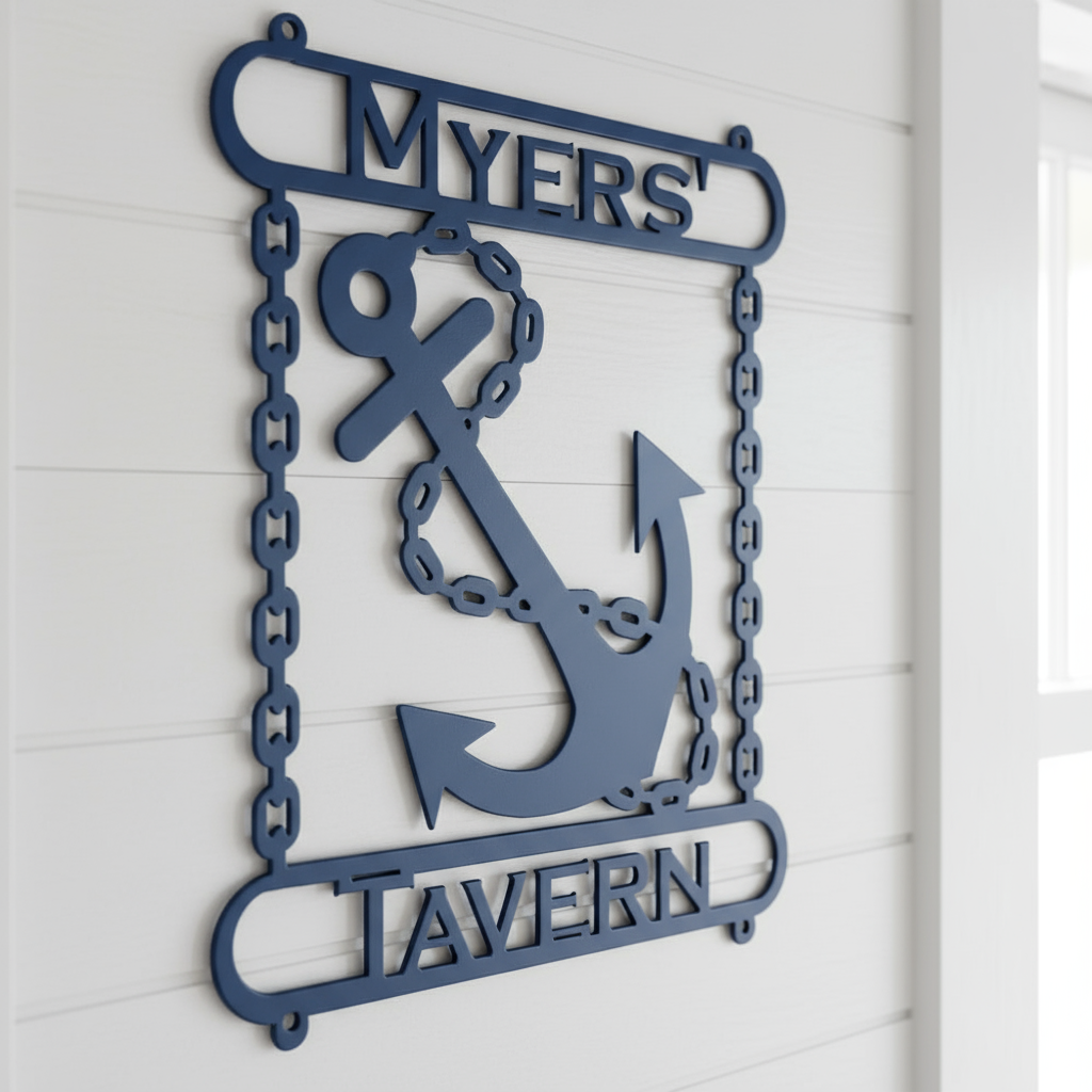 Myers Tavern anchor sign close-up