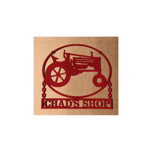 Tractor in an Oval with Custom Text (G11)