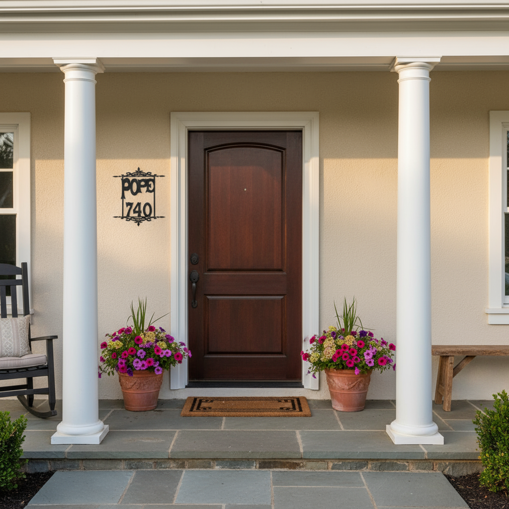 Pope 740 Address Sign on Front Porch