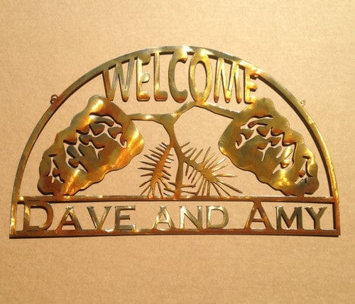 Rusty Rooster Fabrication & Design 18 / Black Personalized Welcome Sign with Pine Cones (W4)