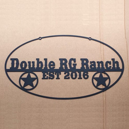 Rusty Rooster Fabrication & Design 18 / Black Ranch Sign with Wagon Wheels (O25)