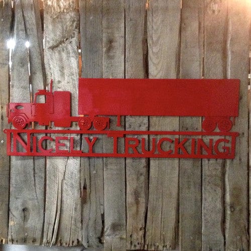 Rusty Rooster Fabrication & Design 18 / Black Semi Truck and Trailer with custom text (G18)