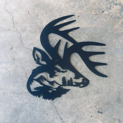 Rusty Rooster Fabrication & Design 18 / No Color Deer Head with Mountain scene  (O44)