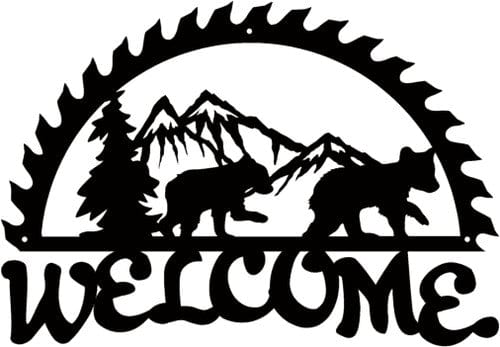 Rusty Rooster Fabrication & Design 18 / No Color Metal Welcome Sign Bear Cubs (B64)