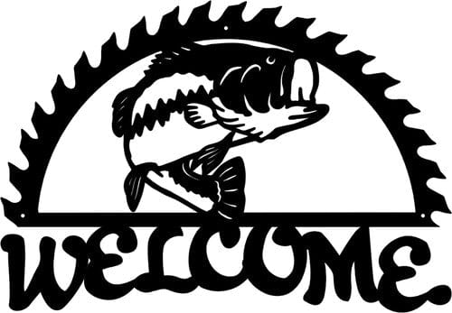 Rusty Rooster Fabrication & Design 18 / No Color Metal Welcome Sign Jumping Bass (B65)