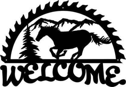 Rusty Rooster Fabrication & Design 18 / No Color Metal Welcome Sign Running Horse (B66)