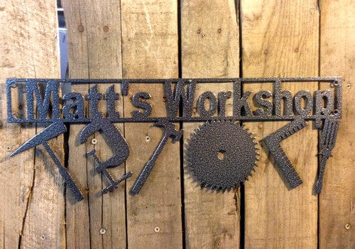 Personalized Shop & Tools Sign (C22) - Rusty Rooster Metal