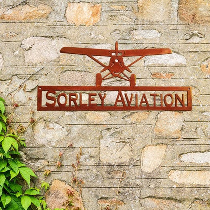 Personalized Aviation Sign with Airplane - Custom Metal Wall Art for Hangar, Man Cave & Home - Pilot Gift Decor (H21)