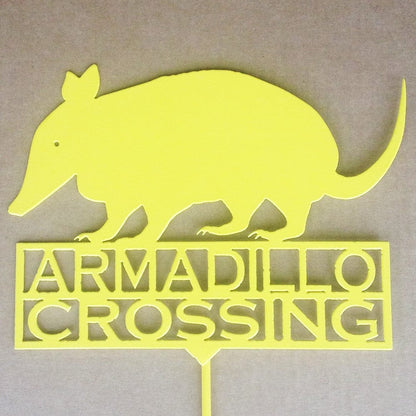 Rusty Rooster Fabrication & Design Armadillo Crossing Garden Stake (A11)