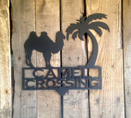 Rusty Rooster Fabrication & Design Camel Crossing Garden Stake (Z4)