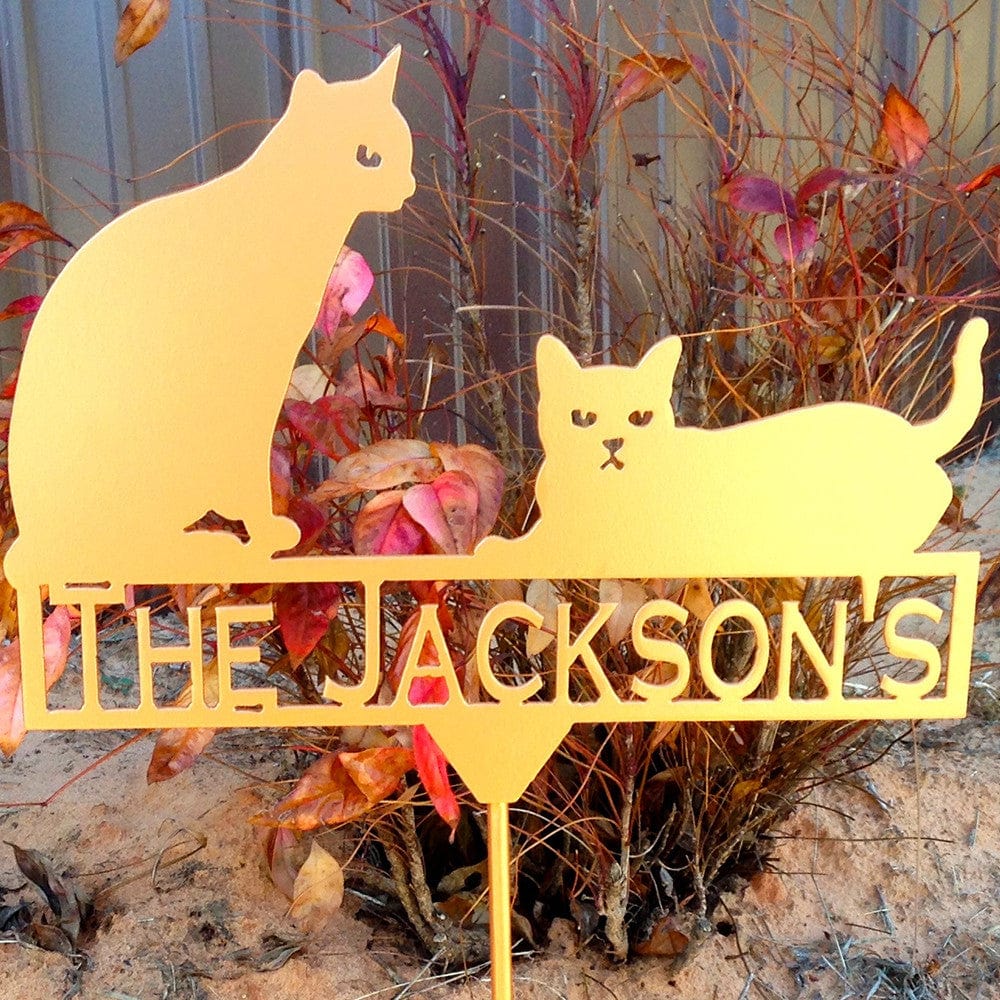 Rusty Rooster Fabrication & Design Cats Stake with Custom Text (A22)
