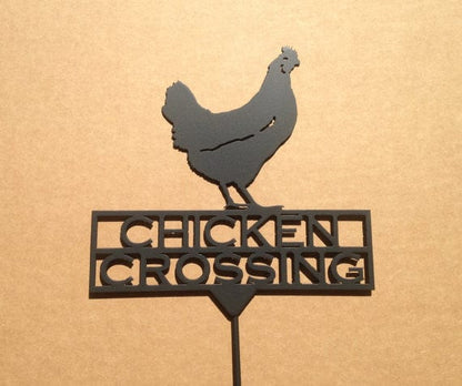 Rusty Rooster Fabrication & Design Chicken Crossing Garden Sign (Z6)