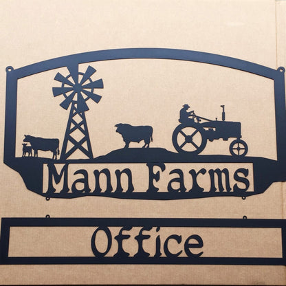 Rusty Rooster Fabrication & Design Custom Metal Farm Sign with Cow and Tractor (E12)