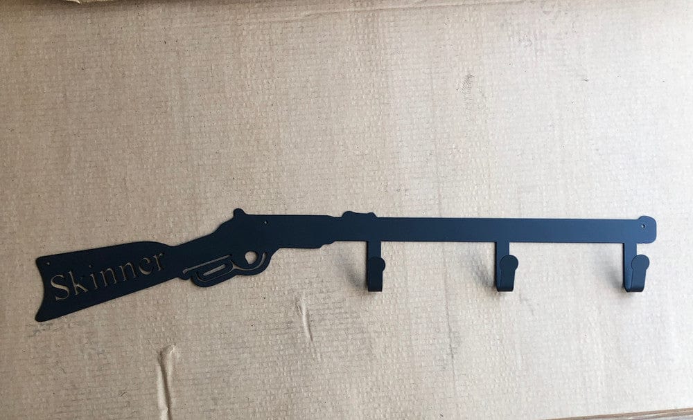 Custom Metal Gun Coat Rack - Rusty Rooster Metal