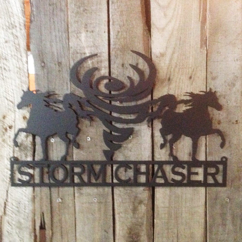 Rusty Rooster Fabrication & Design Custom Metal Sign Horses and Tornado (G16)