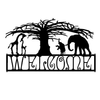 Rusty Rooster Fabrication & Design Custom Metal Welcome African Scene (M1)