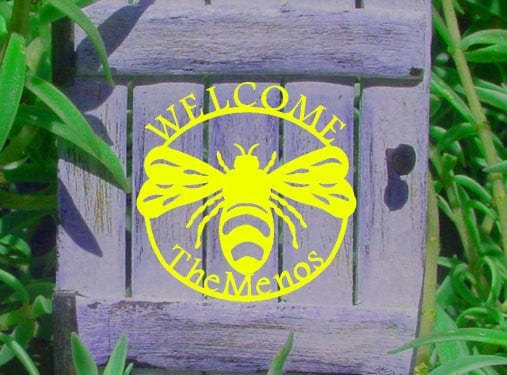 Rusty Rooster Fabrication & Design Custom Welcome Bumble Bee Metal Wall Art (G)