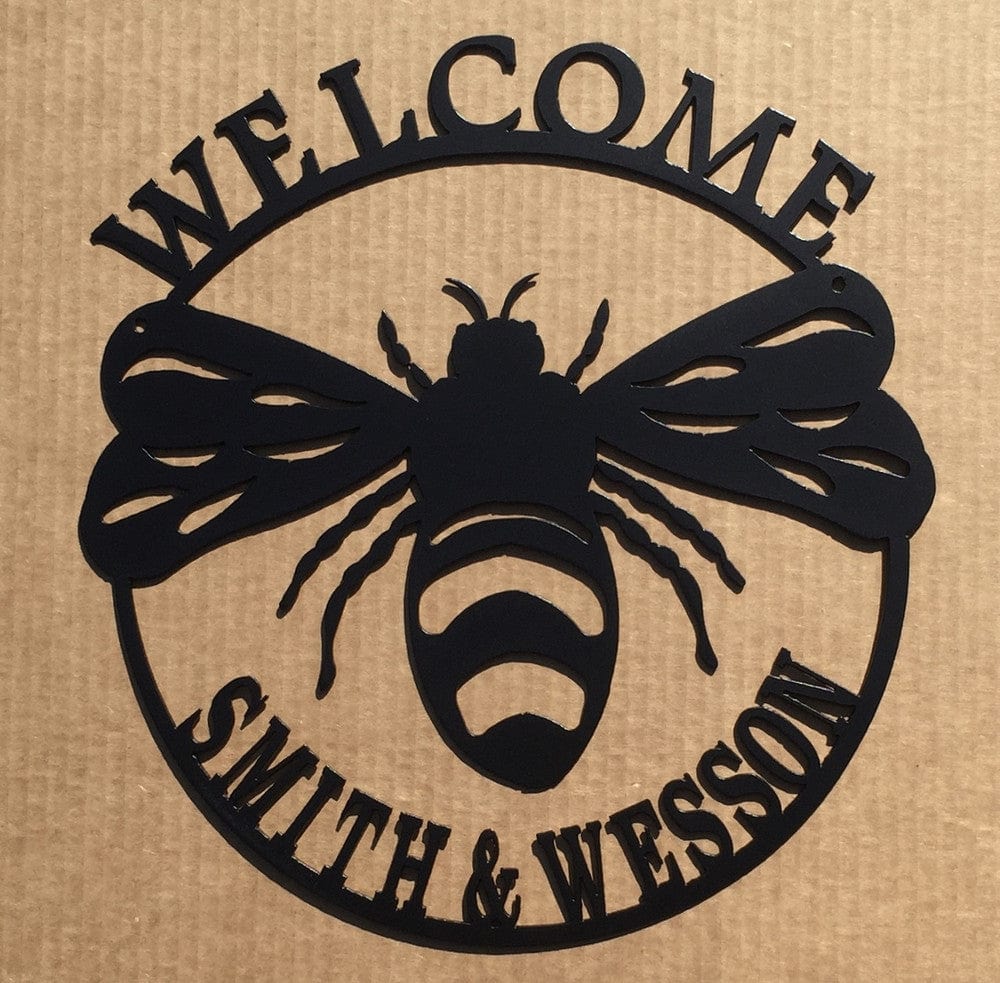 Rusty Rooster Fabrication & Design Custom Welcome Bumble Bee Metal Wall Art (G)